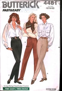 4481 Vintage Butterick SEWING Pattern Misses 1980s Fitted Tapered Pants Slacks - Picture 1 of 2