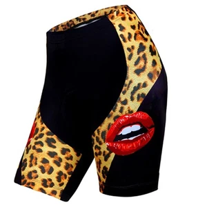 Leopard Kiss Bike Shorts Compression Padded Women's Cycling Biking Shorts Pants - Picture 1 of 5