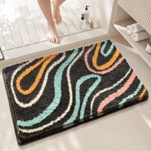 Abstract Aesthetic Bath Mat Thickening Microfiber Washable Non-Slip - Picture 1 of 6