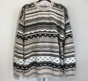 FLORENCE TRICOT NWT VTG. COTTON BLEND BEIGE STRIPED "COOGI" MEN'S SWEATER, XL - Picture 1 of 9