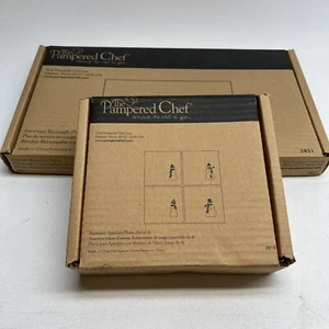 Pampered Chef Schneemänner rechteckige Platte 2821 & 4 Vorspeisenteller 2819 🔥 - Bild 1 von 12