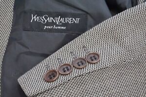 Yves Saint Laurent Pour Homme Woven Wool Blend Gray Black Sport Coat Jacket 52