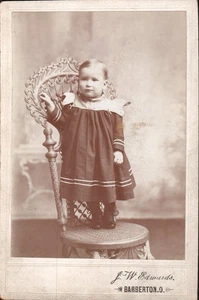 Cabinet Card Young Boy (Homer Weaver) on a Victorian Chair Barberton Ohio PC-2 - Picture 1 of 2