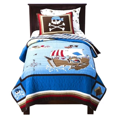 Edredón doble Circo Pirate Adventure 88" x 66" y falso 20" x 26" 2 piezas habitación infantil nuevo Foto 1 de 4