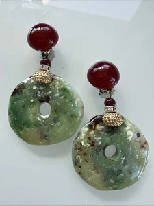 ANGELA CAPUTI Resin Multicolor Disc Drop Clip-on Earrings - Picture 1 of 3