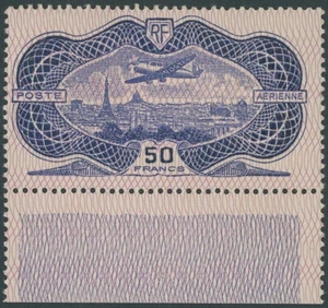 FRANKREICH 1936, 50 Fr. Banknotenpapier, Unterrandstück, postfrisch, - Picture 1 of 1