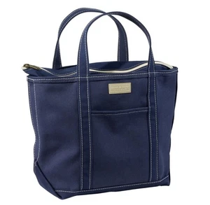 LL Bean Navy Zip Top Boat And Tote Medium - Picture 1 of 4