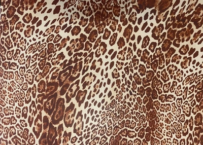 Tela de vestir de gasa con estampado de leopardo marrón caramelo 150 cm de ancho Foto 1 de 2