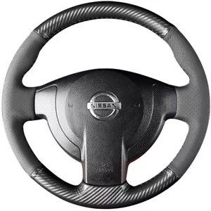 PU Leather Matte Carbon Fiber Steering Wheel Stitch Wrap Cover For Nissan NV200 - Foto 1 di 3