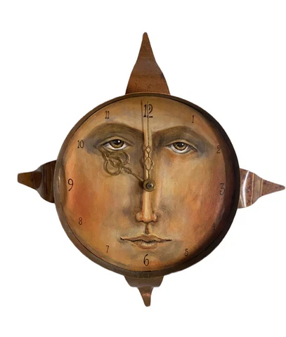 RARE Copper Sun Face Wall Clock Art Signed By Matthew Lee Gotwols Cover