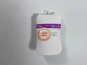 Wonder Nation Girls White Microfiber Tights 2 Pair NEW! NWT - Picture 1 of 3