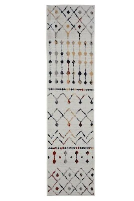 Distressed Moroccan Runner - 2'x8', Ivory, Transitional Design Area Rug - 505 - Image 1 of 4