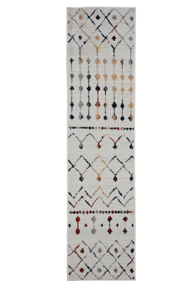 Distressed Moroccan Runner - 2'x8', Ivory, Transitional Design Area Rug - 505 - Image 1 of 4
