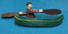 Folk Art Vintage Whirligig canoe with rower. Great paint and hand carving
