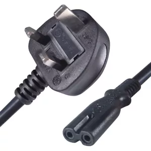 Reino Unido 3 pines enchufe a C7 figura 8 cables de alimentación - Imagen 1 de 8