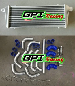 Universal 550x230x50mm Intercooler&2.25" Aluminium Piping&Blue Silicone Hose Kit - Picture 1 of 12
