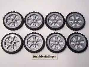Knex Wheels 8 kleine 1,75" Reifen seltene silberne Speichennaben Riemenscheiben 1 3/4" Teile - Bild 1 von 1
