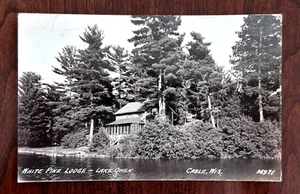 ~1940 RPPC WHITE PINE LODGE LAKE OWEN CABLE, POSTAL DE WISCONSIN J659 - Imagen 1 de 8