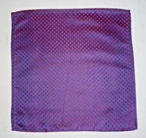 Silk men's top pocket handkerchief Red polka dots on royal blue backgroud NEW - Picture 1 of 2