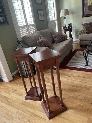Vintage Bombay Company Wooden Pedestal Planter Plant Stand Side Table Pair Cover