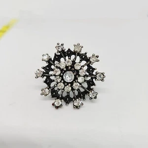 Anillo Starburst Cristal Estrás De Colección Tono Plateado Estilo Art Deco Ajustable Atómico - Imagen 1 de 4
