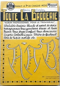 TOUTE LA BRODERIE n° 62 revue Novembre 1958 Album professionnel pour trousseau - Imagen 1 de 2