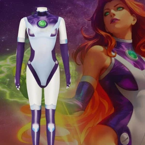 Teen Titans Superhero Starfire Koriand'r Jumpsuit Cosplay Costume Zentai Outfit - Picture 1 of 5