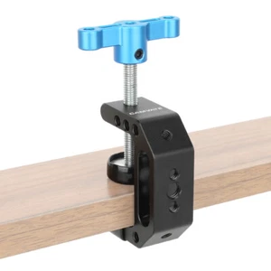 CAMVATE C-Clamp Desk Mount with 1/4"-20 and 3/8"-16 Threads, Blue T-handle - Picture 1 of 7
