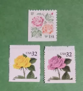 US MNH Postage Stamps-Scott #1737, #2492 & #3049 Roses Singles Face Value 79c - Picture 1 of 1