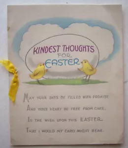 Küken mit großem Ei Vintage Ostern Grußkarte *TT19 - Bild 1 von 3