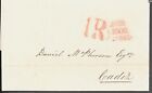 GIBRALTAR 1848 1R IN RED SAN ROQUE HANDSTAMP