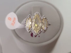 Bomb Party RG40697 "Blissful Blessings" Lemon CZ Rhodium Size 6 - Picture 1 of 3