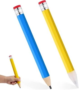 2pcs Big Pencils, 13.3 Inch Wooden Jumbo 1 Count (Pack of 2), Yellow, Blue - Picture 1 of 6