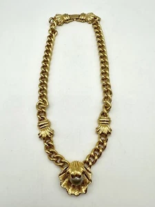 Collar vintage Ivana Trump tono dorado concha con perla de ostra sintética - Imagen 1 de 5