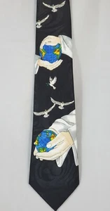 He's Got The Whole World In His Hands Men's Religious Christian Black Neck Tie - Picture 1 of 3