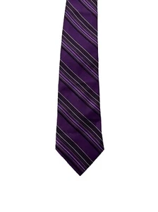 BACHRACH 100% Silk Tie Men's Purple Striped Necktie NWT 60” x4” - Picture 1 of 5