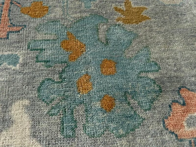 9x12 COLORFUL OUSHAK RUG BLUE HANDMADE handwoven oriental modern pink green new - Image 1 of 4