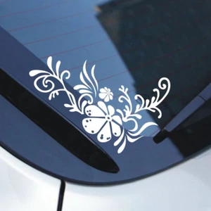 Calcomanía de coche a rayas con flores blanca 12"" vinilo faro ventana pegatina CG260 2 un. - Imagen 1 de 2