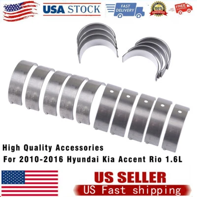 16V Main Rod Bearings For 2010 2011 2012 2013-2016 Hyundai Accent Kia Rio 1.6L Foto 1 de 4