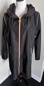 UBU for Talk of the Walk Piped 34″ Reversible Raincoat w/Pockets-Black-Large - Picture 1 of 10