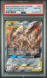 Pokemon 2019 Arceus & Dialga & Palkia GX 221/236 Cosmic Eclipse FA PSA 10 EN - Bild 1 von 2
