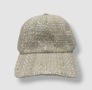 Eugenia Kim Women's Ivory Lo Sequined Tweed Baseball Cap Hat OS - Picture 1 of 4
