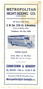 Metropolitan Sight-Seeing Co Chinatown & Bowery New York City ca. 1918 Broschüre - Bild 1 von 3