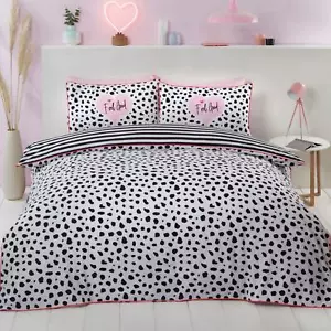 Set Copripiumino Singolo Dalmatian 2-in-1 Design Pelle Di Animale Nero/Bianco - Foto 1 di 2