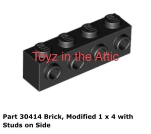 Lego 2x 30414 Black Brick, Modified 1 x 4 with Studs on Side 10497 - Picture 1 of 1