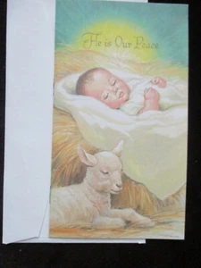 Stunning Vtg Christmas Card HE IS OUR PEACE Booklet Nativity Story/ Novena Mass - Picture 1 of 4
