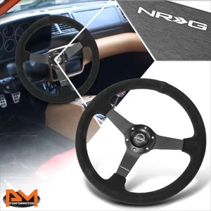 NRG RST-037MB-S 350mm DIA 1" Deep Dish Suede Wrap Steering Wheel w/Horn Button - Bild 1 von 6