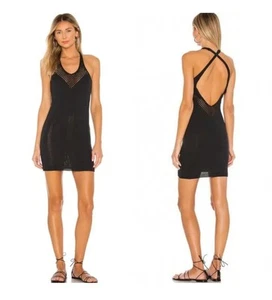 Neu mit Etikett Free People Knockout Swit schwarzes Häkel-Schlupfkleid für Damen Größe Large  - Bild 1 von 7