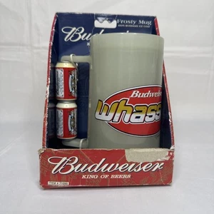 Tazza birra Budweiser Whassup Glow In Dark isolata plastica ghiacciata Stein NOS - Foto 1 di 7