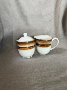 Sango Waves Where Porzellan 4971 Zuckerdose mit Deckel und Milchkännchen - Bild 1 von 6